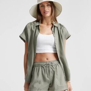 Quince Sage Green Vintage Wash Tencel Camp Shirt